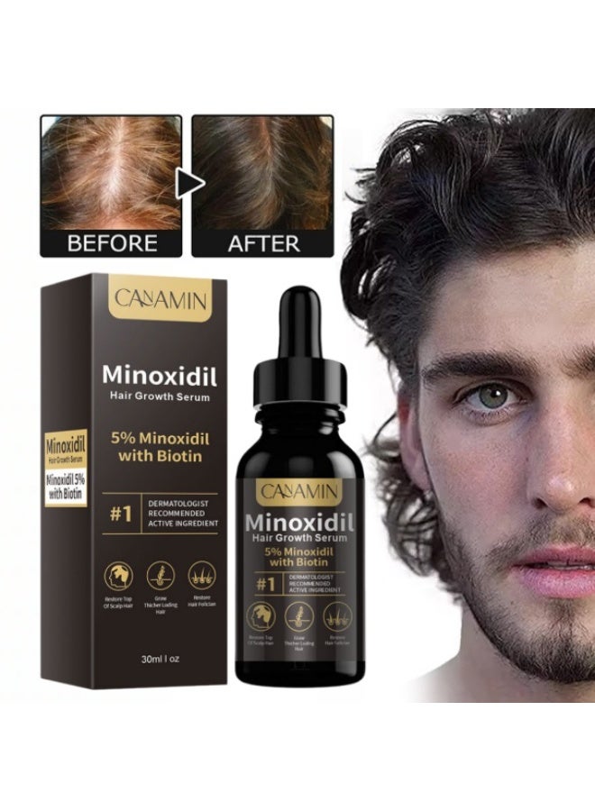 CANAMIN 5% Minoxidil Hair Growth Serum Contains Biotin，Strengthens Hair Follicles, Stabilizes Hair Roots, and Reduces Hair Loss 30ml - Image 1